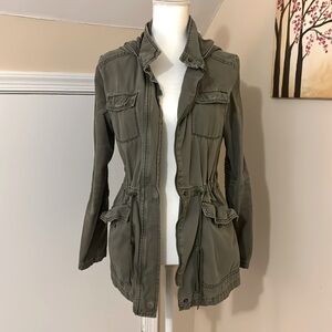 Fall Staple! Army Green Hooded Military Jacket | Size Medium